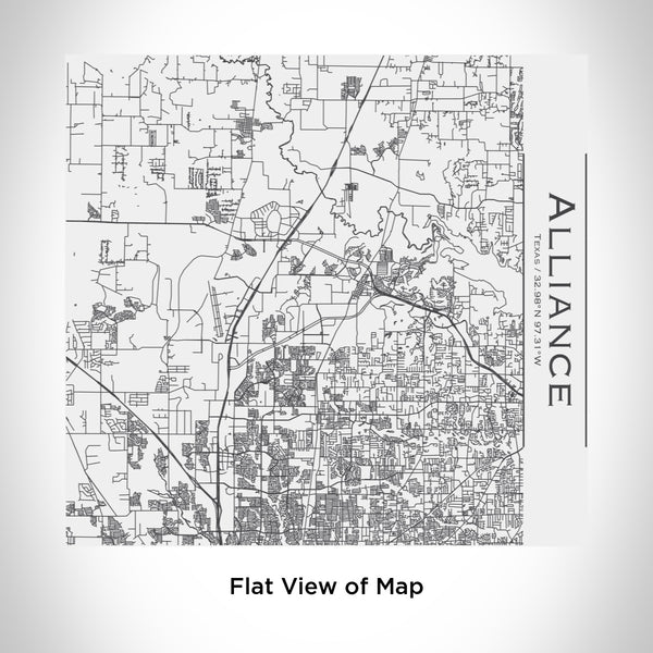 Rendered View of Alliance Texas Map Engraving on 17oz Stainless Steel Insulated Tumbler in White