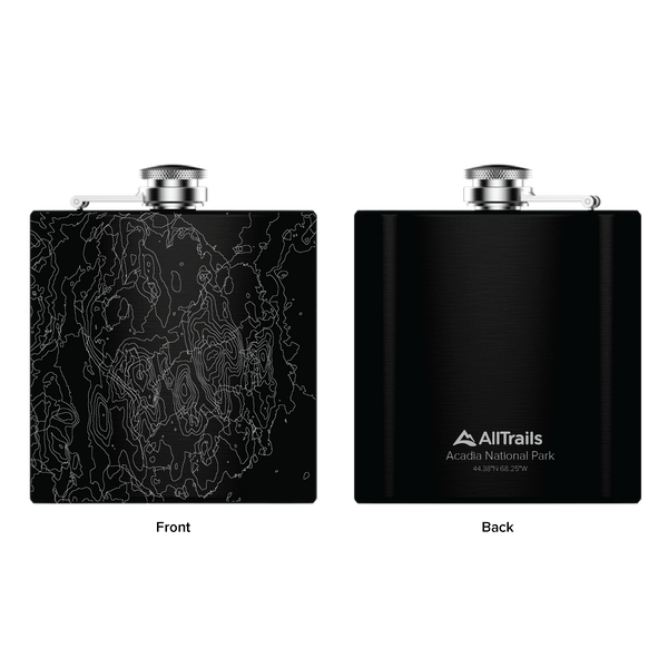 All Trails Stainless Steel Map Engraved Flask
