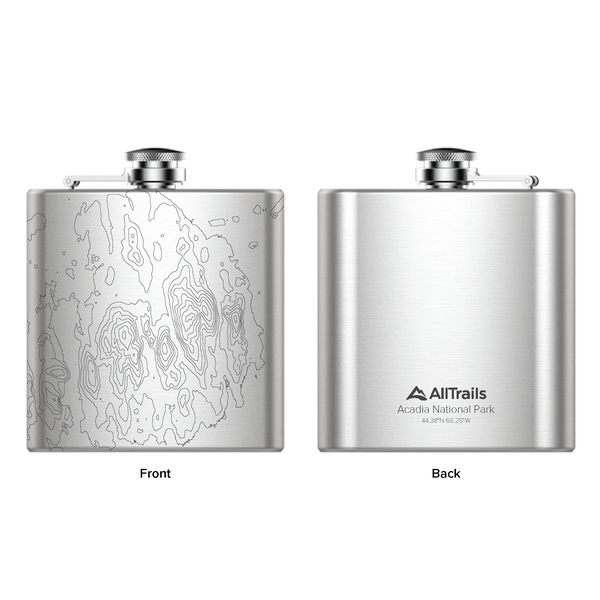 All Trails Stainless Steel Map Engraved Flask