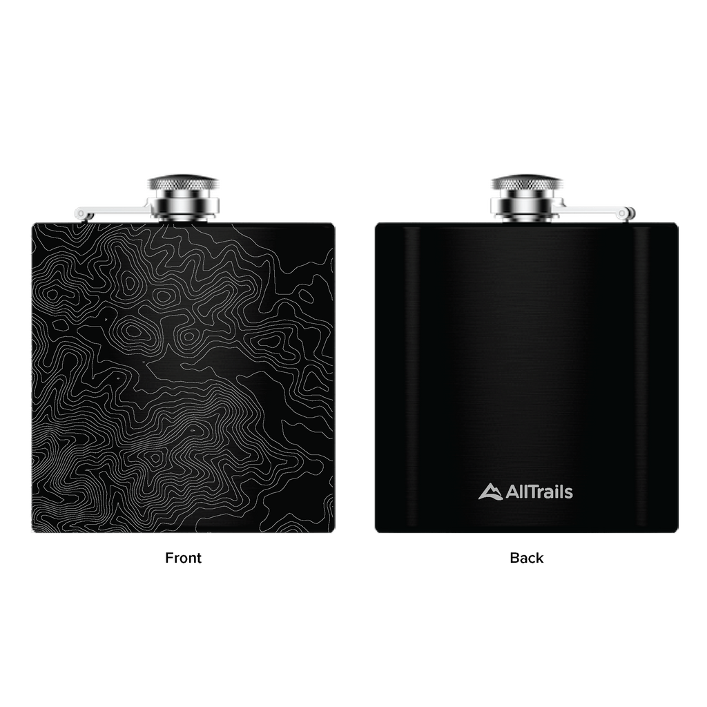 All Trails Stainless Steel Map Engraved Flask