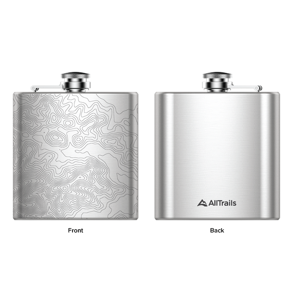 All Trails Stainless Steel Map Engraved Flask