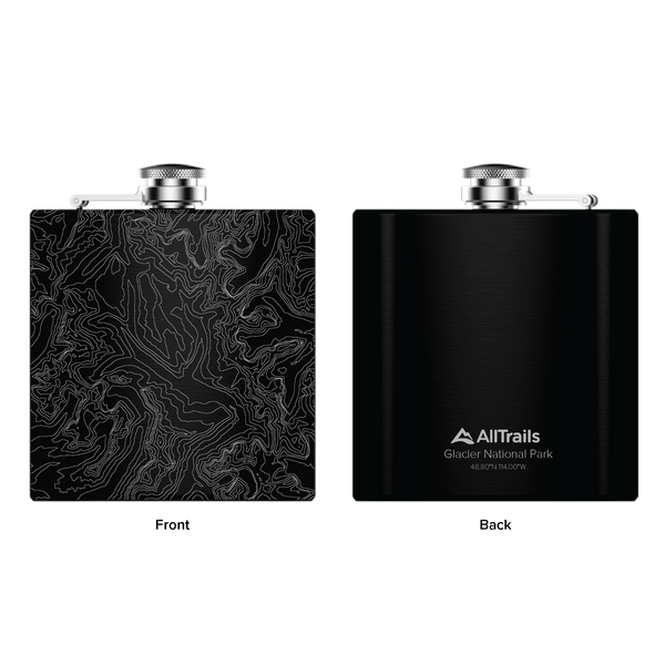All Trails Stainless Steel Map Engraved Flask
