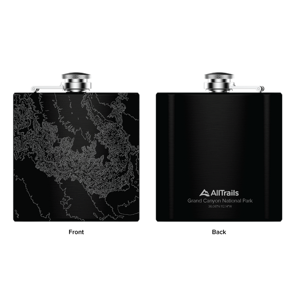 All Trails Stainless Steel Map Engraved Flask