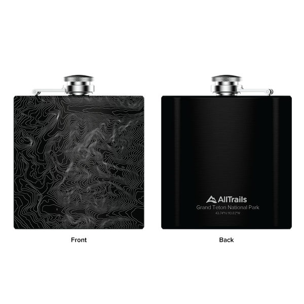 All Trails Stainless Steel Map Engraved Flask