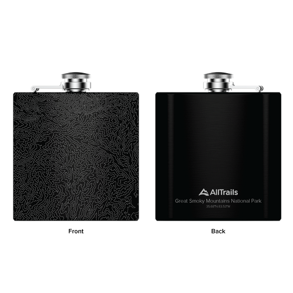 All Trails Stainless Steel Map Engraved Flask