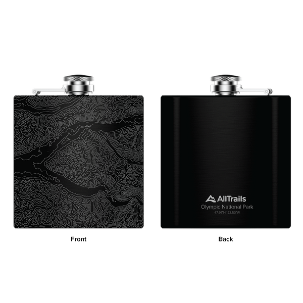 All Trails Stainless Steel Map Engraved Flask