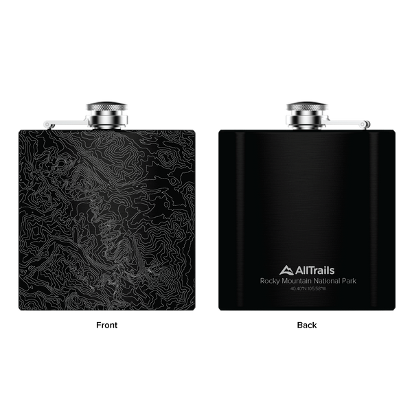 All Trails Stainless Steel Map Engraved Flask