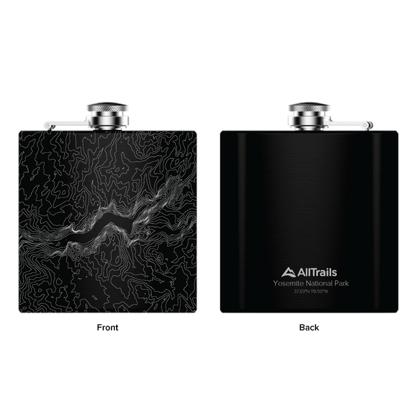All Trails Stainless Steel Map Engraved Flask