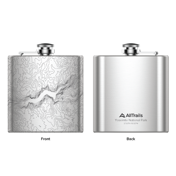 All Trails Stainless Steel Map Engraved Flask