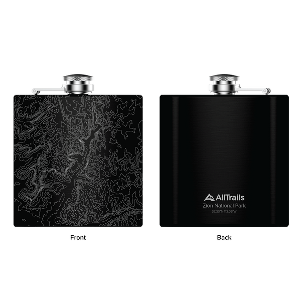 All Trails Stainless Steel Map Engraved Flask