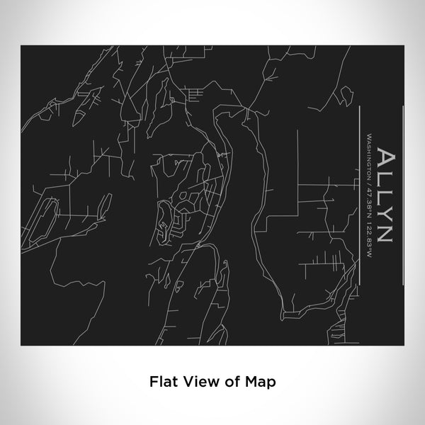 Rendered View of Allyn Washington Map Engraving on 20oz Stainless Steel Insulated Bottle with Bamboo Top in Black