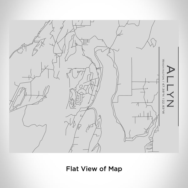 Rendered View of Allyn Washington Map Engraving on 20oz Stainless Steel Insulated Bottle with Bamboo Top