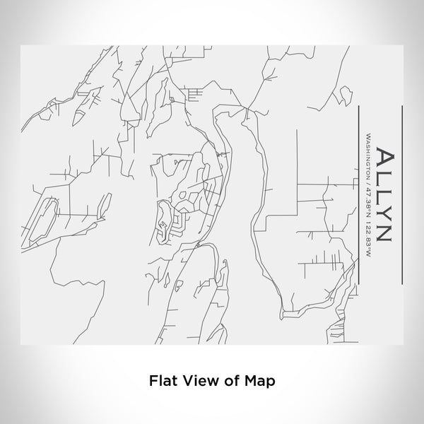 Rendered View of Allyn Washington Map Engraving on 20oz Stainless Steel Insulated Bottle with Bamboo Top in White