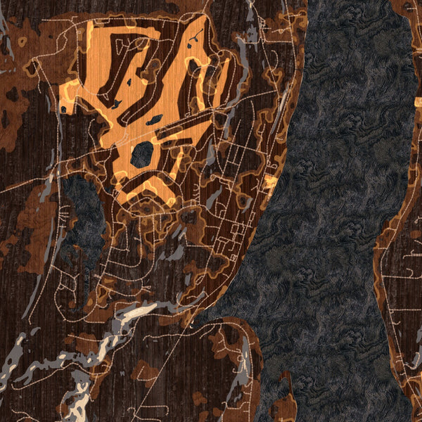 Allyn Washington Map Print in Ember Style Zoomed In Close Up Showing Details