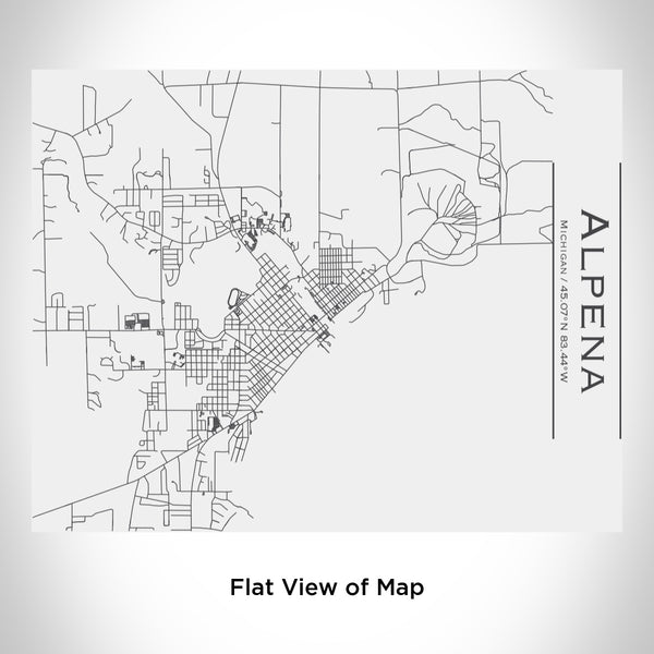 Rendered View of Alpena Michigan Map Engraving on 20oz Stainless Steel Insulated Bottle with Bamboo Top in White
