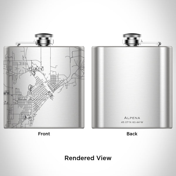 Alpena - Michigan Map Hip Flask