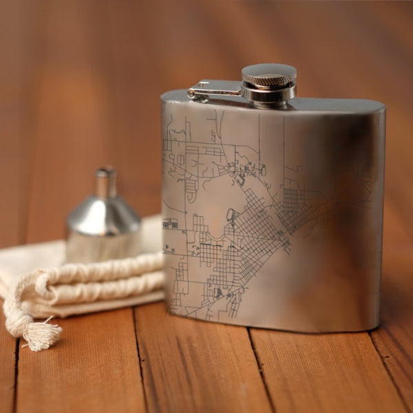 Alpena - Michigan Map Hip Flask