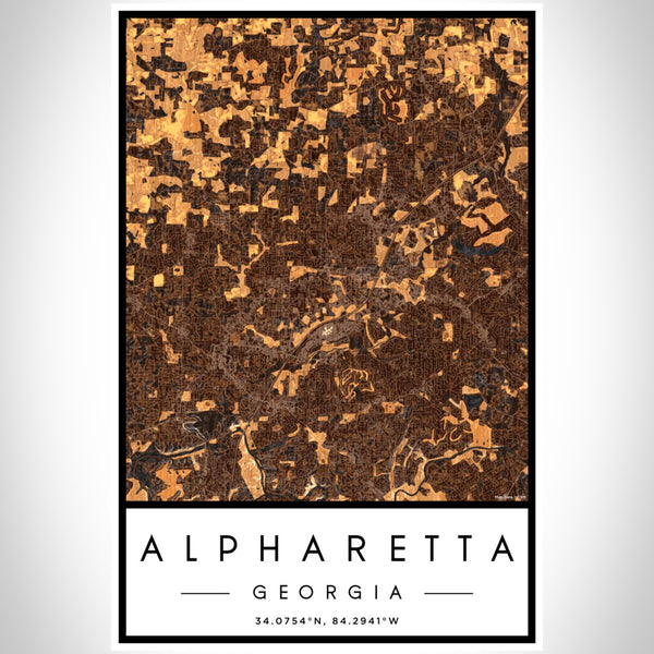 Alpharetta - Georgia Map Print in Ember