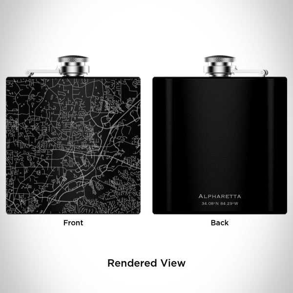 Alpharetta - Georgia Map Hip Flask in Matte Black
