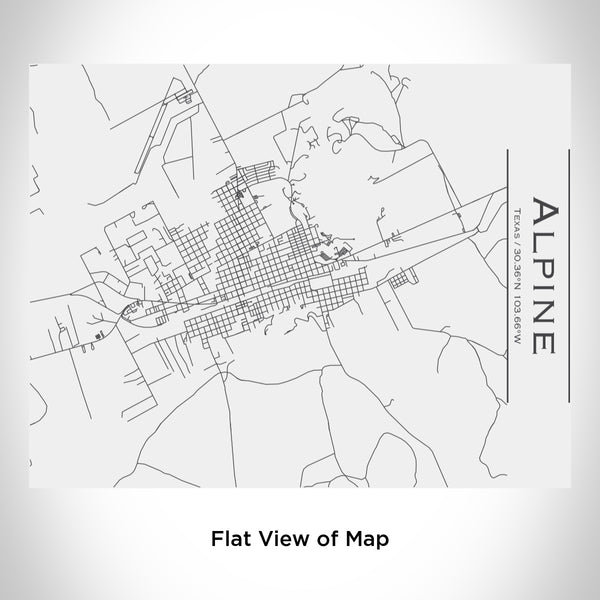 Rendered View of Alpine Texas Map Engraving on 20oz Stainless Steel Insulated Bottle with Bamboo Top in White