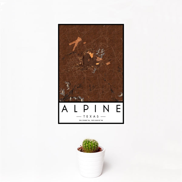 Alpine - Texas Map Print in Ember