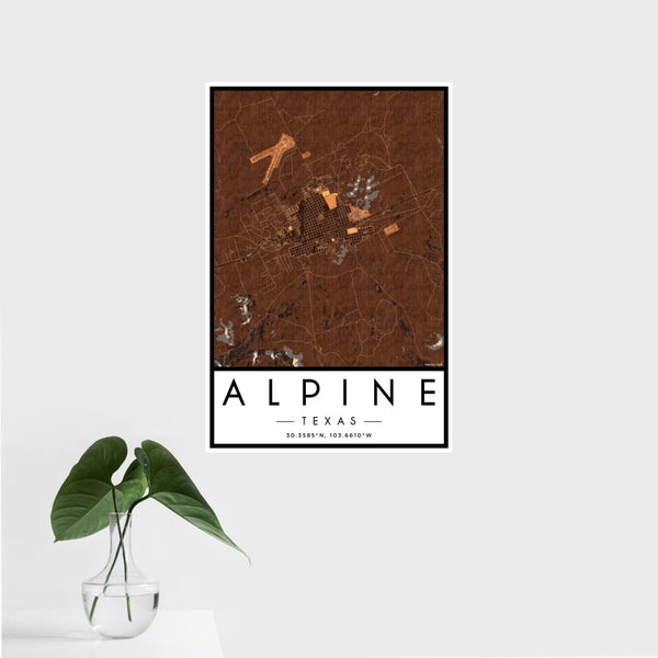 Alpine - Texas Map Print in Ember