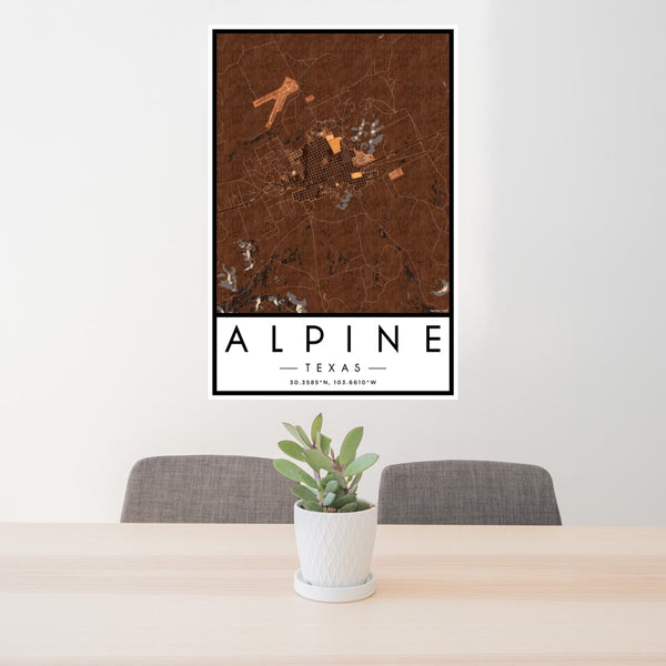 Alpine - Texas Map Print in Ember