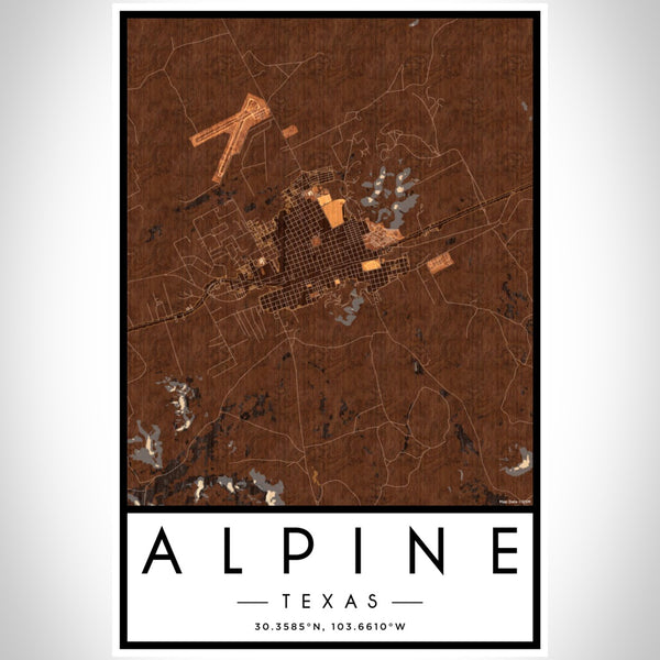 Alpine - Texas Map Print in Ember