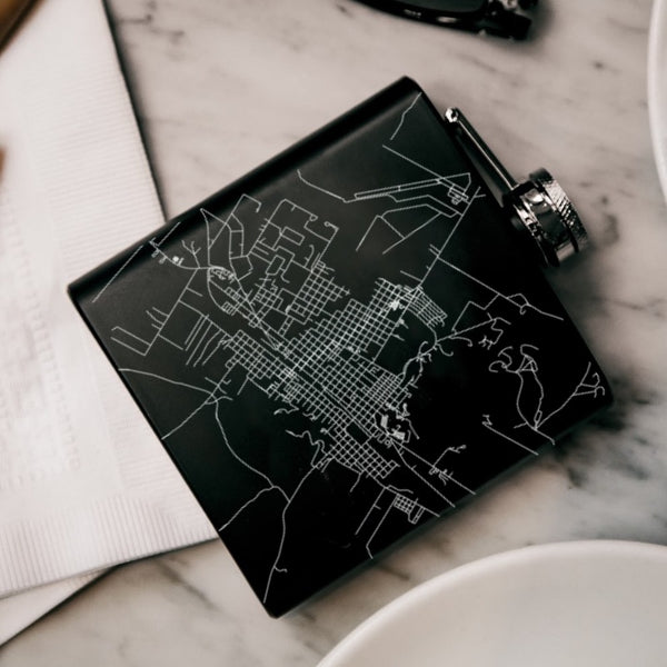 Alpine - Texas Map Hip Flask in Matte Black