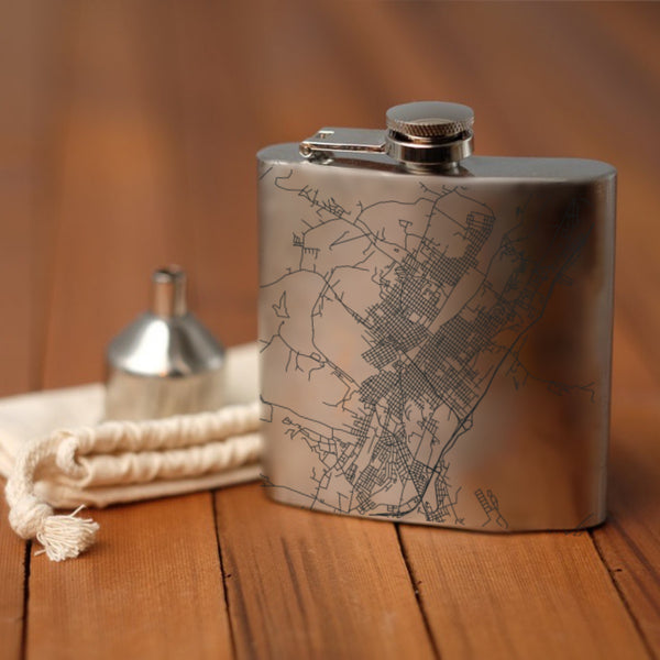 Altoona Pennsylvania Custom Engraved City Map Inscription Coordinates on 6oz Stainless Steel Flask