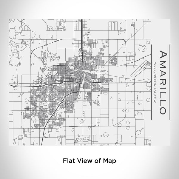 Rendered View of Amarillo Texas Map Engraving on 20oz Stainless Steel Insulated Bottle with Bamboo Top in White