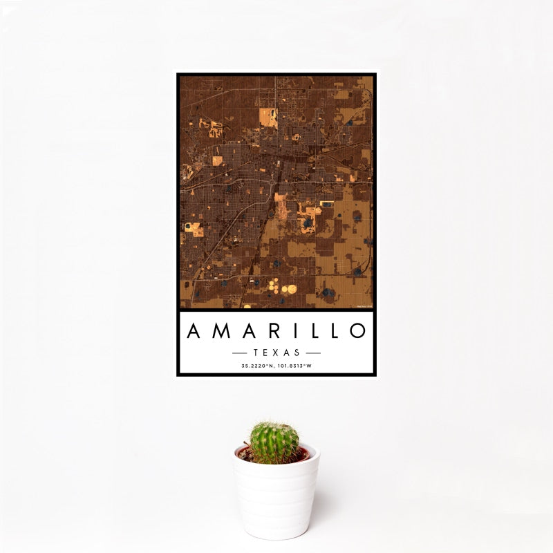 Amarillo - Texas Map Print in Ember