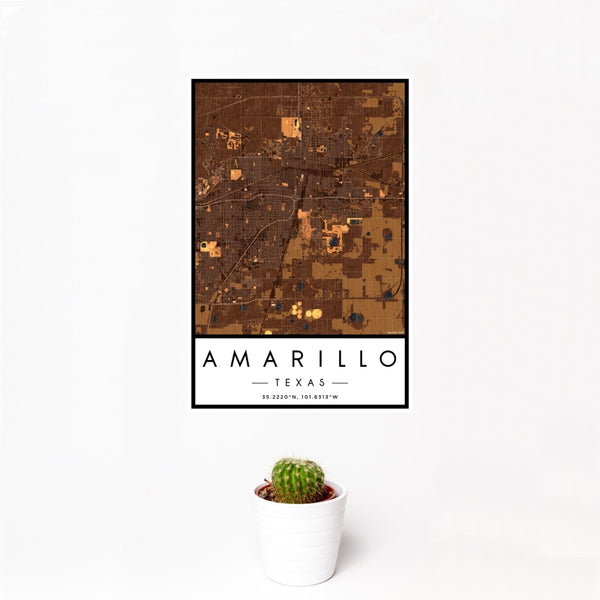 Amarillo - Texas Map Print in Ember