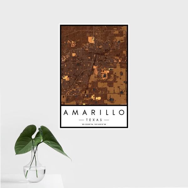 Amarillo - Texas Map Print in Ember