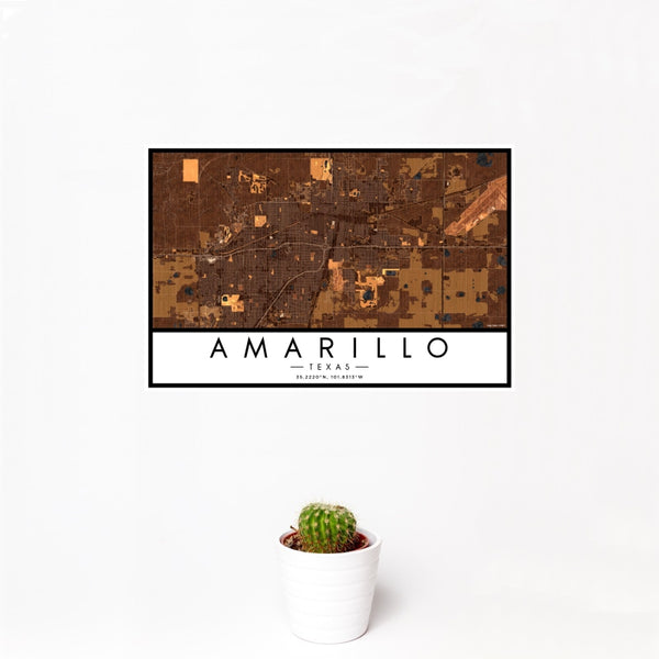 Amarillo - Texas Map Print in Ember