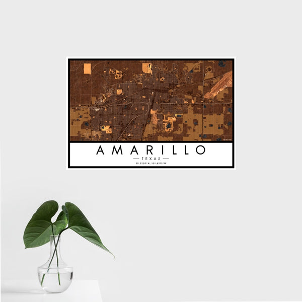 Amarillo - Texas Map Print in Ember