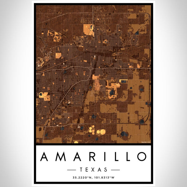 Amarillo - Texas Map Print in Ember
