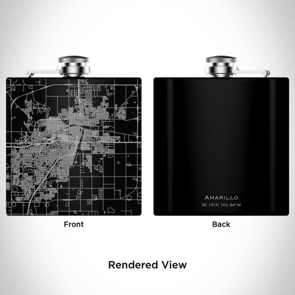 Amarillo - Texas Map Hip Flask in Matte Black