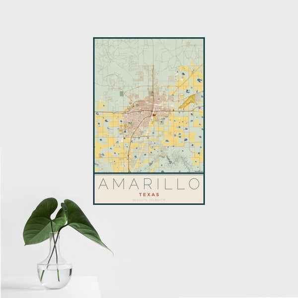 Amarillo - Texas Map Print in Woodblock