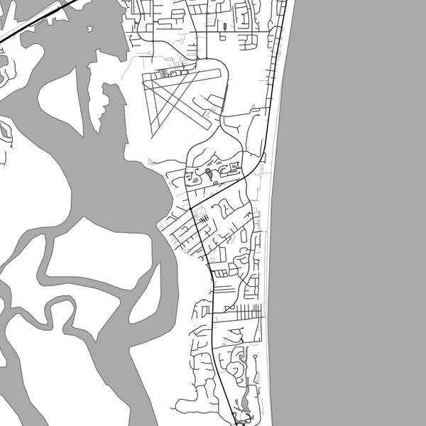 Amelia Island Florida Map Print in Classic Style Zoomed In Close Up Showing Details