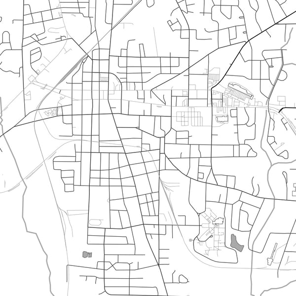 Americus Georgia Map Print in Classic Style Zoomed In Close Up Showing Details