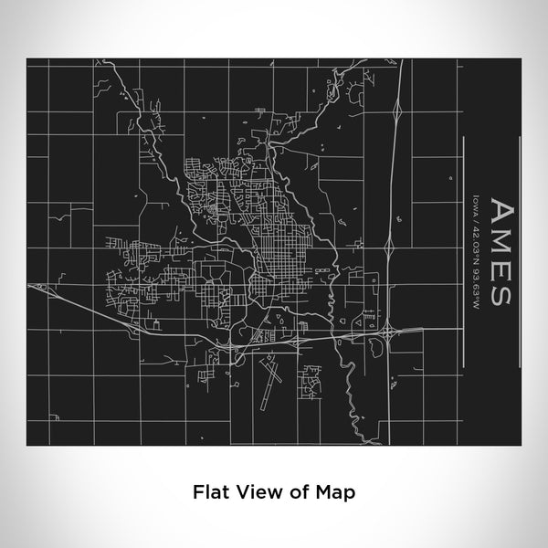 Ames - Iowa Map Bottle with Bamboo Top in Matte Black
