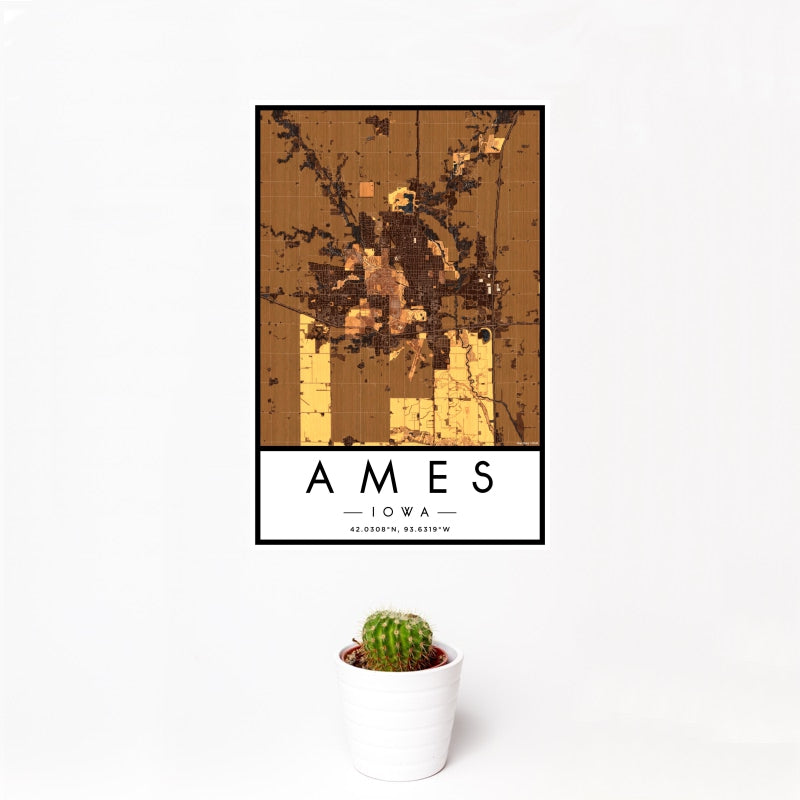 Ames - Iowa Map Print in Ember