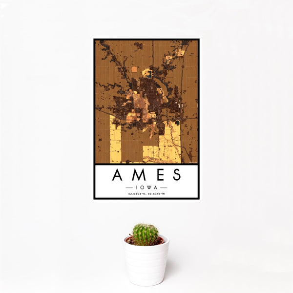 Ames - Iowa Map Print in Ember