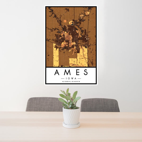 Ames - Iowa Map Print in Ember