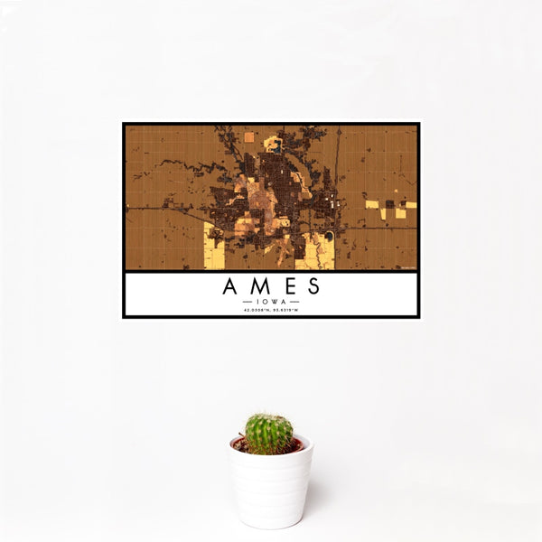 Ames - Iowa Map Print in Ember