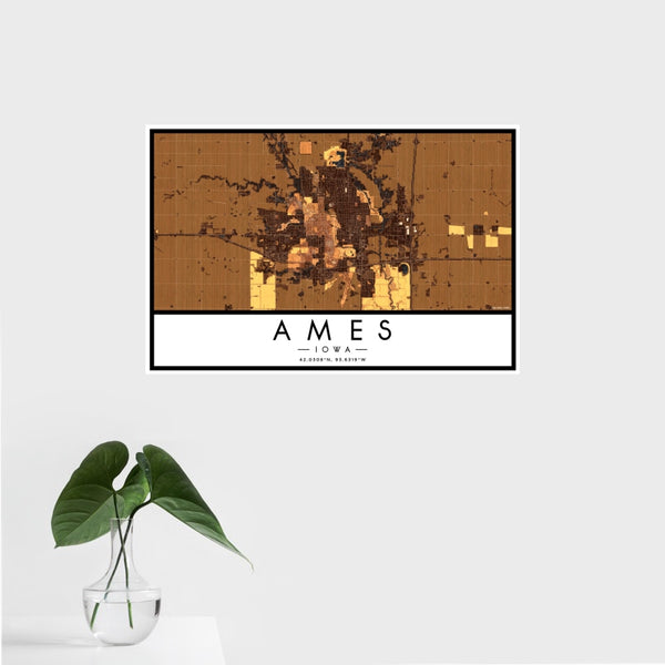 Ames - Iowa Map Print in Ember