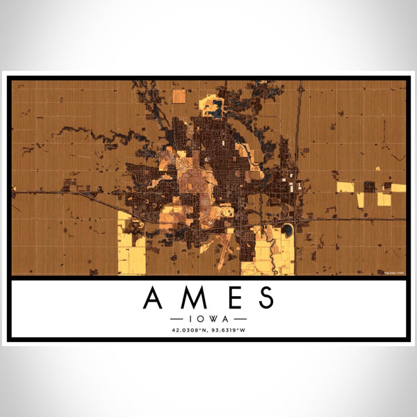 Ames - Iowa Map Print in Ember