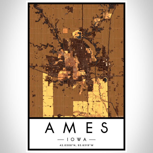 Ames - Iowa Map Print in Ember