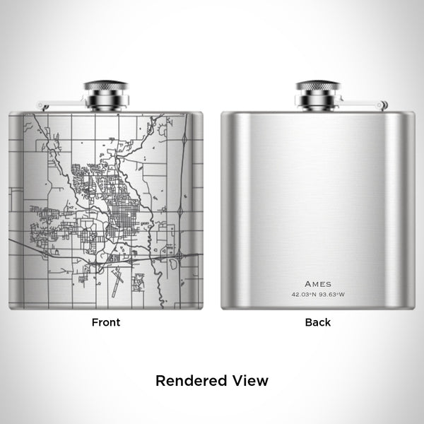 Ames - Iowa Map Hip Flask